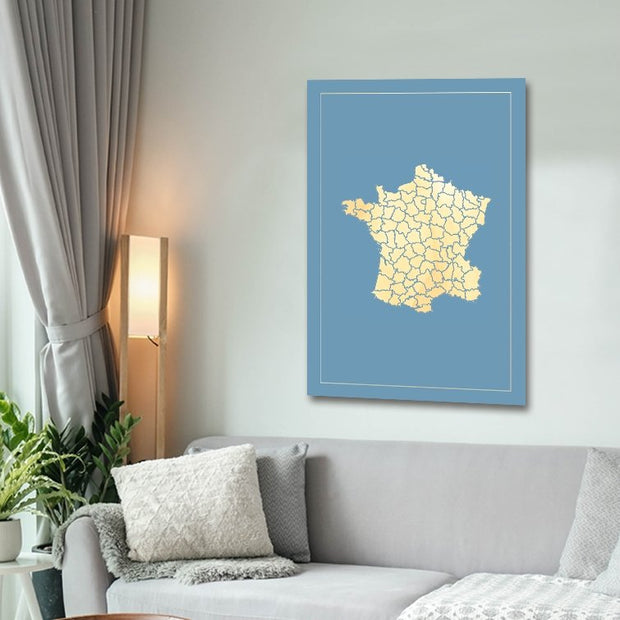France Blue Map - Sixth City Design