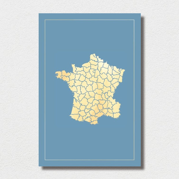 France Blue Map - Sixth City Design