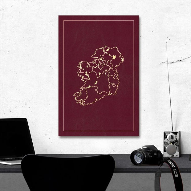 Ireland Red Map - Sixth City Design