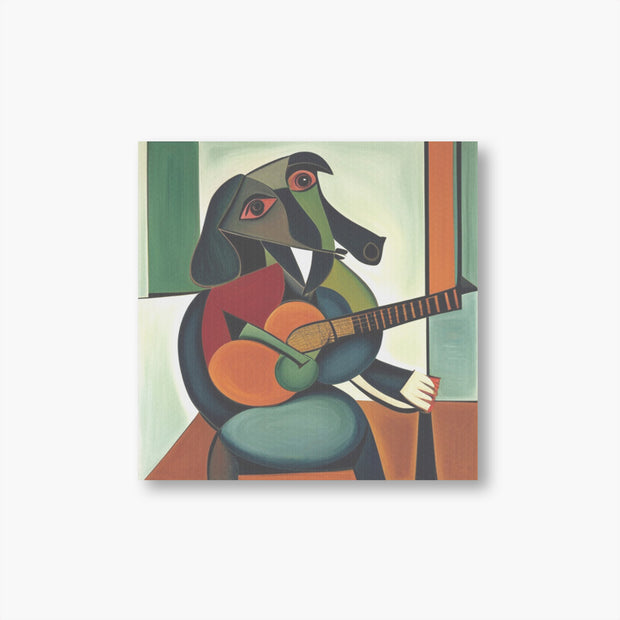 Cubist Canine, The Guitarist in Geometric Harmony