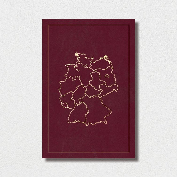 Red Germany Map Genuine Hand-Crafted Canvas Wall Art – Sixth City Design